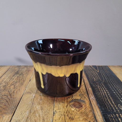 Mid Century Planter in gelb und braun-Vase-Vintage Kontor-Vintage Kontor