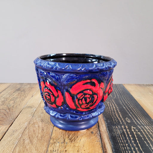 Übertopf mit Rosenmotiv in blau und rot-Blumentopf-Vintage Kontor-Vintage Kontor