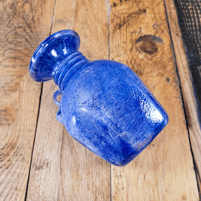 Blaue Glasvase, handgearbeitet-Vase-Vintage Kontor-Vintage Kontor