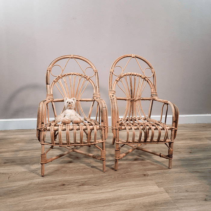 Rattan Stühle für Kinder, 2er-Set-Vintage Kontor-Vintage Kontor