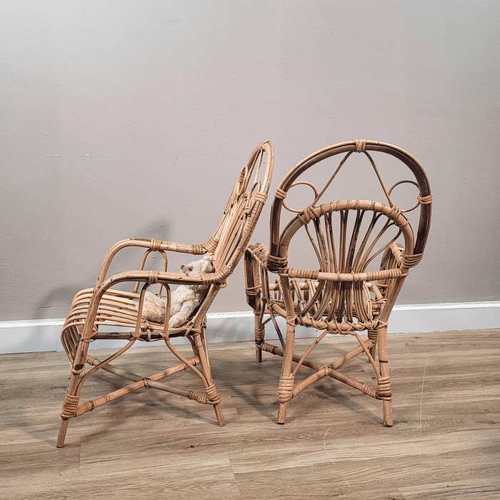 Rattan Stühle für Kinder, 2er-Set-Vintage Kontor-Vintage Kontor