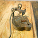 Froschlampe, Grubenlampe aus Messing -