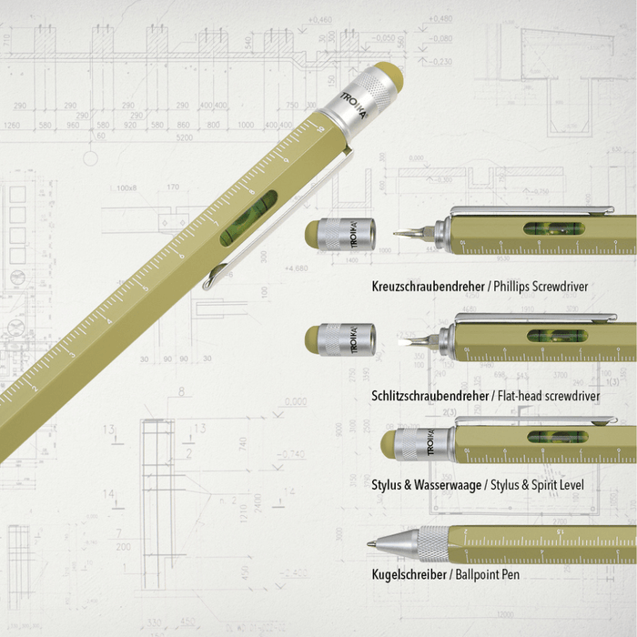 TROIKA Multitasking-Kugelschreiber CONSTRUCTION, olive-Kugelschreiber-Vintage Kontor-Vintage Kontor