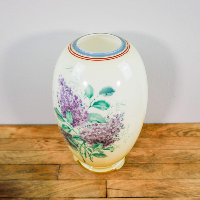 Vase aus Glas, um 1900 mit Flieder und Rosen Dekor-Vintage Kontor-Vintage Kontor