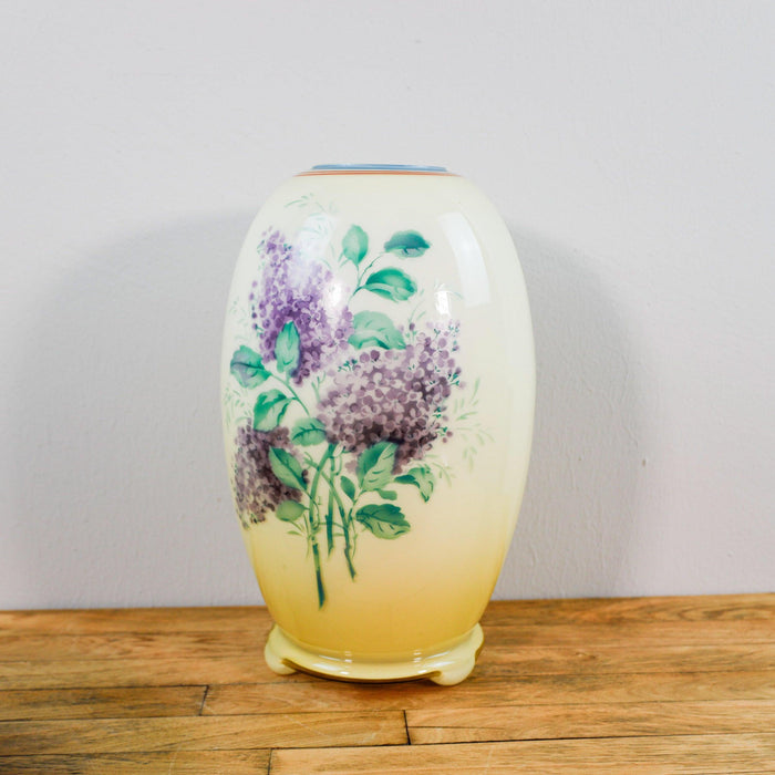 Vase aus Glas, um 1900 mit Flieder und Rosen Dekor-Vintage Kontor-Vintage Kontor